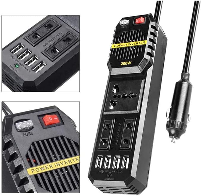 12V to AC 220V Car Power Inverter with 4 USB Port