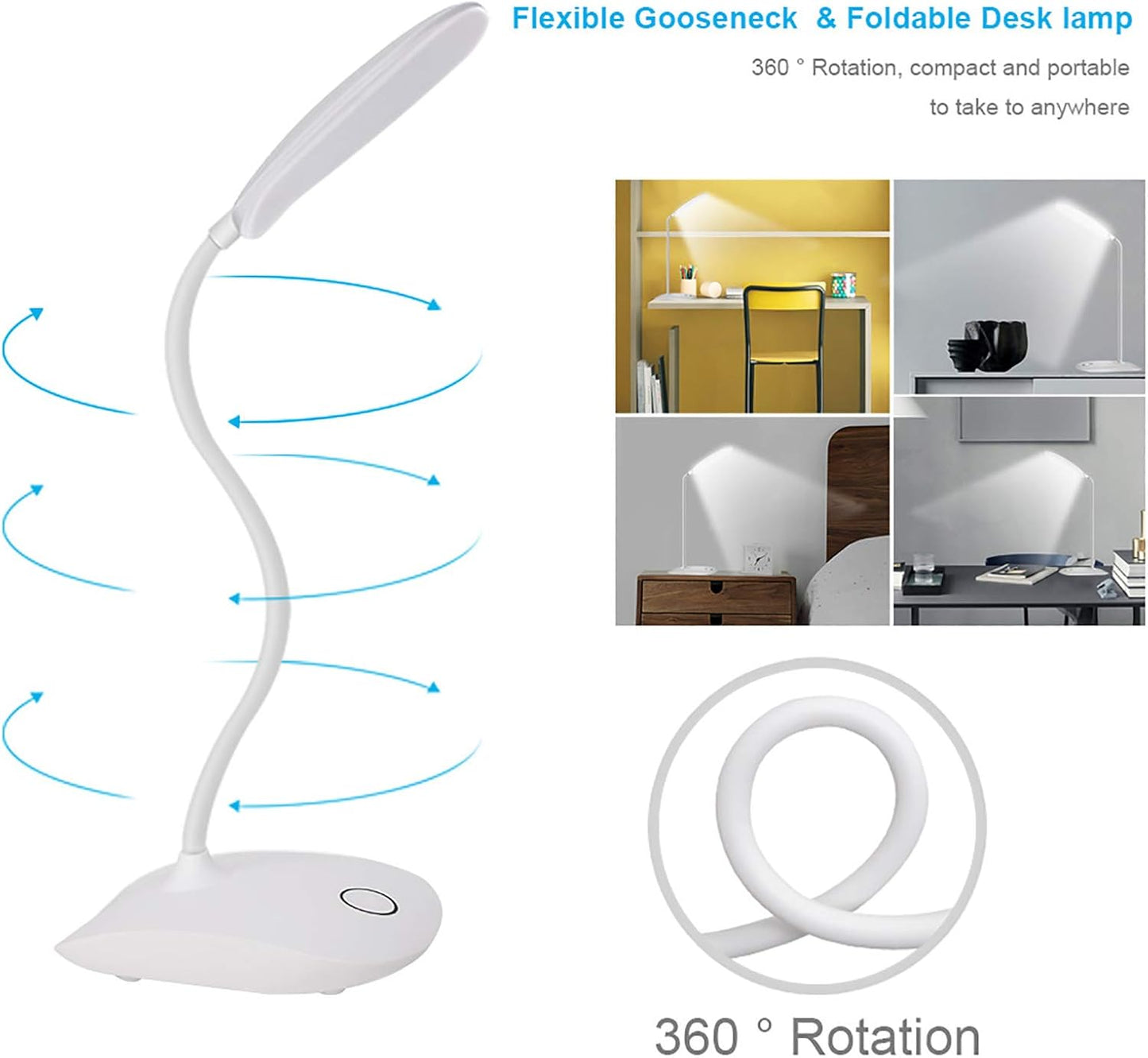 LED Desk Lamp with Flexible Gooseneck 3 Levels Brightness