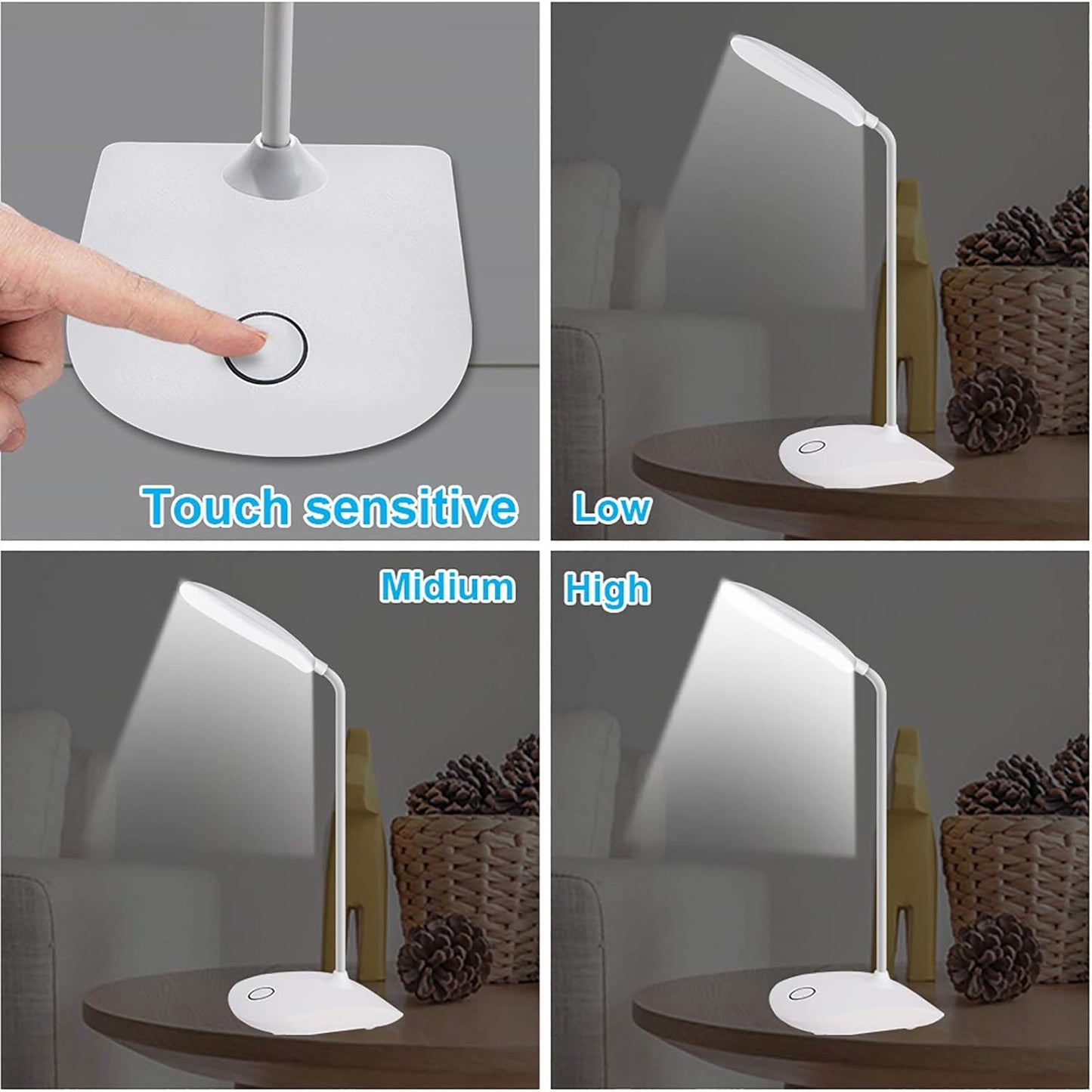 LED Desk Lamp with Flexible Gooseneck 3 Levels Brightness