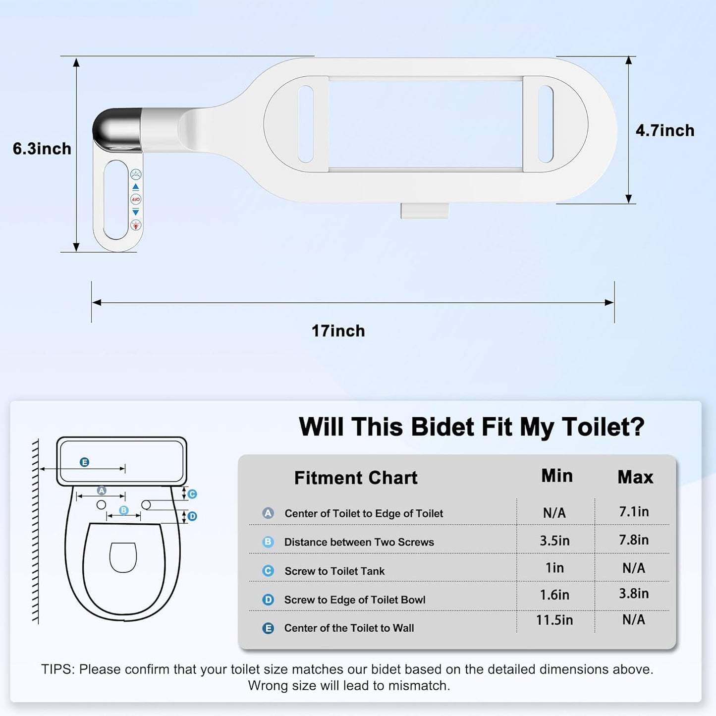 Bidet Attachment for Toilet,Ultra-Slim,Dual Nozzle