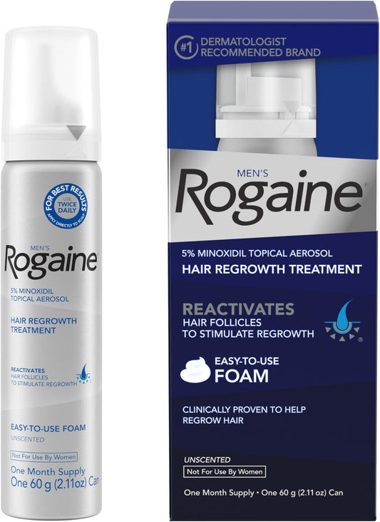 Men’s Rogaine 5% Minoxidil Topical Foam, One Month Supply