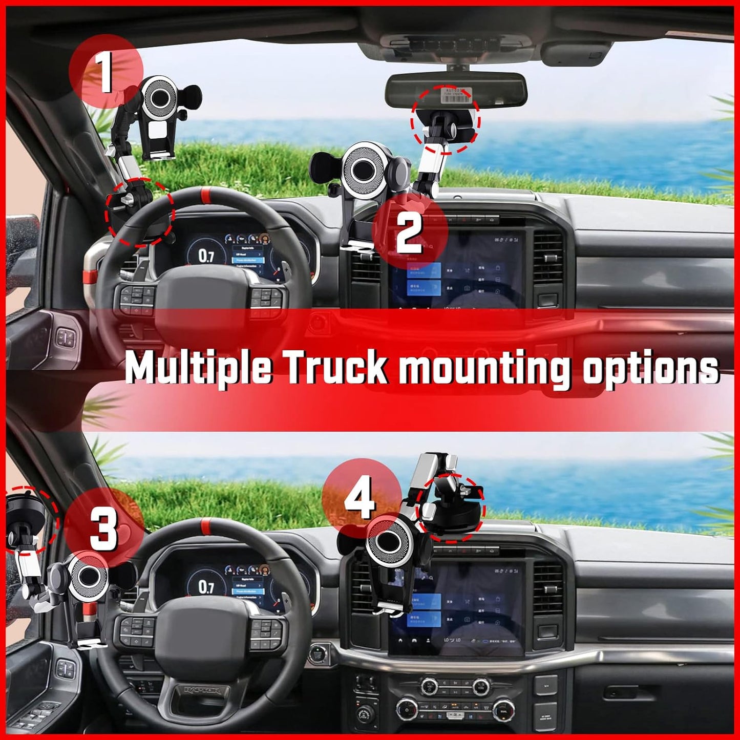 4 in 1Car Phone Holder Mount for SUV Truck